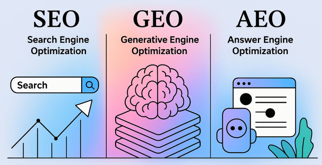 SEO vs AEO vs GEO: <br> What’s the Difference and Why It Matters